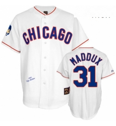 Mens Mitchell and Ness Chicago Cubs 31 Greg Maddux Replica White 1988 Throwback MLB Jersey Mens Mitchell and Ness Chicago Cubs 31 Greg Maddux Replica White 1988 Throwback MLB Jersey