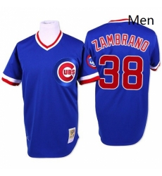 Mens Mitchell and Ness Chicago Cubs 38 Carlos Zambrano Authentic Blue Throwback MLB Jersey Mens Mitchell and Ness Chicago Cubs 38 Carlos Zambrano Authentic Blue Throwback MLB Jersey