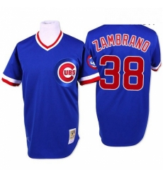 Mens Mitchell and Ness Chicago Cubs 38 Carlos Zambrano Replica Blue Throwback MLB Jersey Mens Mitchell and Ness Chicago Cubs 38 Carlos Zambrano Replica Blue Throwback MLB Jersey