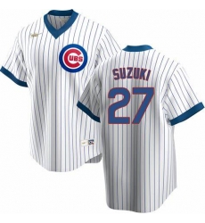 Mens Nike Chicago Cubs #27 Seiya Suzuki White Cooperstown Collection Road Stitched Baseball Jersey Mens Nike Chicago Cubs #27 Seiya Suzuki White Cooperstown Collection Road Stitched Baseball Jersey