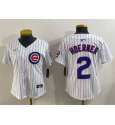 Women Chicago Cubs 2 Nico Hoerner White Home Limited Stitched Jersey Women Chicago Cubs 2 Nico Hoerner White Home Limited Stitched Jersey