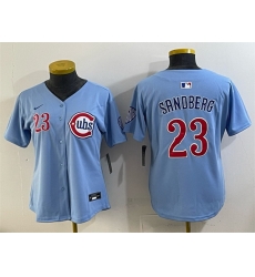 Women Chicago Cubs 23 Ryne Sandberg Blue Limited Stitched Jersey Women Chicago Cubs 23 Ryne Sandberg Blue Limited Stitched Jersey