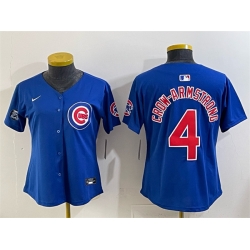 Women Chicago Cubs 4 Pete Crow Armstrong Royal  27Ryne Sandberg Tribute 27 Vapor Limited V2 Stitched Baseball Jersey 28Run Small 29