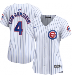 Women Chicago Cubs 4 Pete Crow Armstrong White Home Limited Stitched Baseball Jersey Women Chicago Cubs 4 Pete Crow Armstrong White Home Limited Stitched Baseball Jersey
