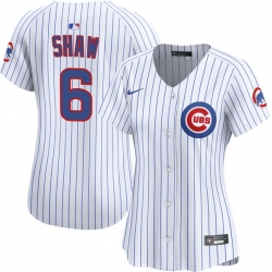 Women Chicago Cubs 6 Matt Shaw White Home Limited Stitched Baseball Jersey