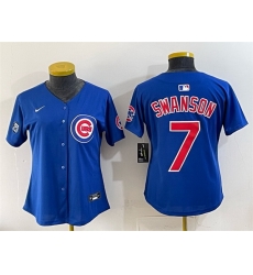 Women Chicago Cubs 7 Dansby Swanson Royal Ryne Sandberg Tribute Vapor Limited V2 Stitched Baseball Jersey Women Chicago Cubs 7 Dansby Swanson Royal Ryne Sandberg Tribute Vapor Limited V2 Stitched Baseball Jersey