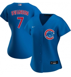 Women Chicago Cubs 7 Dansby Swanson Royal Stitched Baseball Jersey Women Chicago Cubs 7 Dansby Swanson Royal Stitched Baseball Jersey