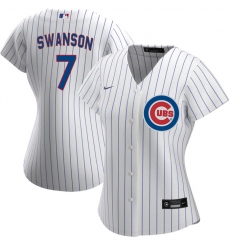 Women Chicago Cubs 7 Dansby Swanson White Stitched Baseball Jersey Women Chicago Cubs 7 Dansby Swanson White Stitched Baseball Jersey