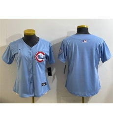 Women Chicago Cubs Blank Blue 2024 25 2nd Alternatemited Stitched Baseball Jersey