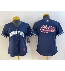 Women Chicago Cubs Team Big Logo Navy City Connect Stitched Jersey