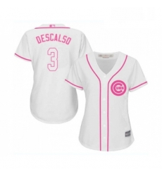 Womens Chicago Cubs 3 Daniel Descalso Authentic White Fashion Baseball Jersey Womens Chicago Cubs 3 Daniel Descalso Authentic White Fashion Baseball Jersey