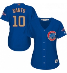 Womens Majestic Chicago Cubs 10 Ron Santo Authentic Royal Blue 2017 Gold Champion MLB Jersey Womens Majestic Chicago Cubs 10 Ron Santo Authentic Royal Blue 2017 Gold Champion MLB Jersey