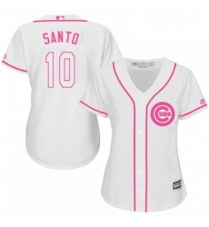 Womens Majestic Chicago Cubs 10 Ron Santo Authentic White Fashion MLB Jersey Womens Majestic Chicago Cubs 10 Ron Santo Authentic White Fashion MLB Jersey