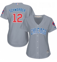 Womens Majestic Chicago Cubs 12 Kyle Schwarber Authentic Grey Road MLB Jersey Womens Majestic Chicago Cubs 12 Kyle Schwarber Authentic Grey Road MLB Jersey