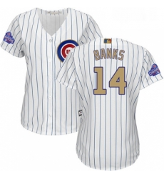 Womens Majestic Chicago Cubs 14 Ernie Banks Authentic White 2017 Gold Program MLB Jersey Womens Majestic Chicago Cubs 14 Ernie Banks Authentic White 2017 Gold Program MLB Jersey