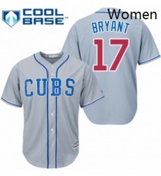 Womens Majestic Chicago Cubs 17 Kris Bryant Replica Grey Alternate Road MLB Jersey Womens Majestic Chicago Cubs 17 Kris Bryant Replica Grey Alternate Road MLB Jersey