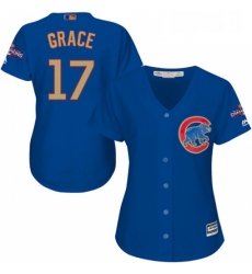 Womens Majestic Chicago Cubs 17 Mark Grace Authentic Royal Blue 2017 Gold Champion MLB Jersey Womens Majestic Chicago Cubs 17 Mark Grace Authentic Royal Blue 2017 Gold Champion MLB Jersey