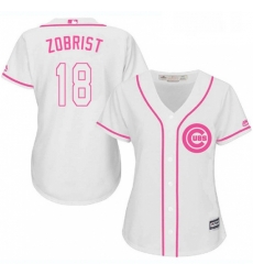 Womens Majestic Chicago Cubs 18 Ben Zobrist Authentic White Fashion MLB Jersey Womens Majestic Chicago Cubs 18 Ben Zobrist Authentic White Fashion MLB Jersey