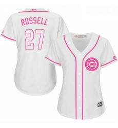 Womens Majestic Chicago Cubs 27 Addison Russell Replica White Fashion MLB Jersey Womens Majestic Chicago Cubs 27 Addison Russell Replica White Fashion MLB Jersey