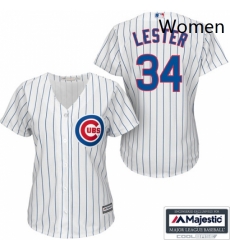 Womens Majestic Chicago Cubs 34 Jon Lester Authentic WhiteBlue Strip Fashion MLB Jersey Womens Majestic Chicago Cubs 34 Jon Lester Authentic WhiteBlue Strip Fashion MLB Jersey