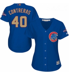 Womens Majestic Chicago Cubs 40 Willson Contreras Authentic Royal Blue 2017 Gold Champion MLB Jersey Womens Majestic Chicago Cubs 40 Willson Contreras Authentic Royal Blue 2017 Gold Champion MLB Jersey