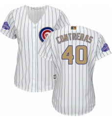 Womens Majestic Chicago Cubs 40 Willson Contreras Authentic White 2017 Gold Program MLB Jersey Womens Majestic Chicago Cubs 40 Willson Contreras Authentic White 2017 Gold Program MLB Jersey