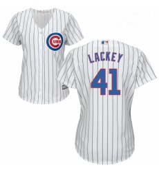 Womens Majestic Chicago Cubs 41 John Lackey Replica White Home Cool Base MLB Jersey Womens Majestic Chicago Cubs 41 John Lackey Replica White Home Cool Base MLB Jersey