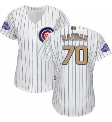 Womens Majestic Chicago Cubs 70 Joe Maddon Authentic White 2017 Gold Program MLB Jersey Womens Majestic Chicago Cubs 70 Joe Maddon Authentic White 2017 Gold Program MLB Jersey