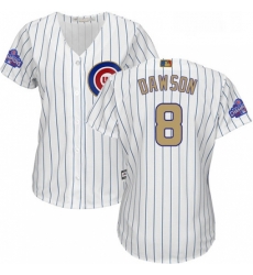 Womens Majestic Chicago Cubs 8 Andre Dawson Authentic White 2017 Gold Program MLB Jersey Womens Majestic Chicago Cubs 8 Andre Dawson Authentic White 2017 Gold Program MLB Jersey