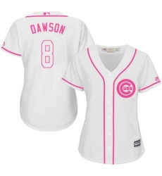 Womens Majestic Chicago Cubs 8 Andre Dawson Replica White Fashion MLB Jersey Womens Majestic Chicago Cubs 8 Andre Dawson Replica White Fashion MLB Jersey