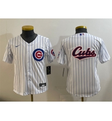Youth Chicago Cubs Team Big Logo White Cool Base Stitched Baseball Jersey Youth Chicago Cubs Team Big Logo White Cool Base Stitched Baseball Jersey