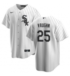 Men Chicago White Sox 25 Andrew Vaughn White Cool Base Stitched Jersey Men Chicago White Sox 25 Andrew Vaughn White Cool Base Stitched Jersey