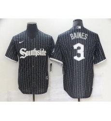 Men Chicago White Sox 3 Harold Baines Black 2021 City Connect Stitched MLB Cool Base Nike Jersey Men Chicago White Sox 3 Harold Baines Black 2021 City Connect Stitched MLB Cool Base Nike Jersey