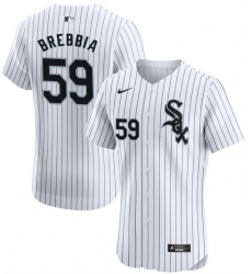 Men Chicago White Sox 59 John Brebbia White Elite Stitched Baseball Jersey Men Chicago White Sox 59 John Brebbia White Elite Stitched Baseball Jersey