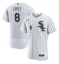 Men Chicago White Sox 8 Nicky Lopez White Flex Base Stitched Baseball Jersey Men Chicago White Sox 8 Nicky Lopez White Flex Base Stitched Baseball Jersey