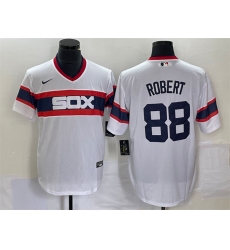 Men Chicago White Sox 88 Luis Robert White Cool Base Stitched Jersey Men Chicago White Sox 88 Luis Robert White Cool Base Stitched Jersey