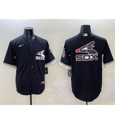 Men Chicago White Sox Black Team Big Logo Cool Base Stitched Jersey 1 Men Chicago White Sox Black Team Big Logo Cool Base Stitched Jersey 1