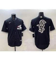 Men Chicago White Sox Black Team Big Logo Cool Base Stitched Jersey Men Chicago White Sox Black Team Big Logo Cool Base Stitched Jersey