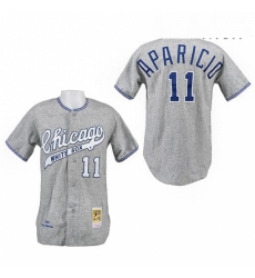 Mens Mitchell and Ness 1969 Chicago White Sox 11 Luis Aparicio Authentic Grey Throwback MLB Jersey Mens Mitchell and Ness 1969 Chicago White Sox 11 Luis Aparicio Authentic Grey Throwback MLB Jersey
