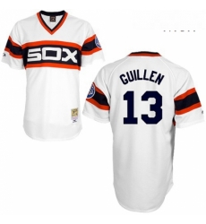 Mens Mitchell and Ness Chicago White Sox 13 Ozzie Guillen Replica White Throwback MLB Jersey Mens Mitchell and Ness Chicago White Sox 13 Ozzie Guillen Replica White Throwback MLB Jersey