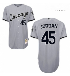 Mens Mitchell and Ness Chicago White Sox 45 Michael Jordan Replica Grey Throwback MLB Jersey Mens Mitchell and Ness Chicago White Sox 45 Michael Jordan Replica Grey Throwback MLB Jersey