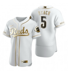 Cincinnati Reds 5 Johnny Bench White Nike Mens Authentic Golden Edition MLB Jersey Cincinnati Reds 5 Johnny Bench White Nike Mens Authentic Golden Edition MLB Jersey