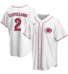 Men Cincinnati Reds 2 Nick Castellanos White 2021 Replica Home Jersey Men Cincinnati Reds 2 Nick Castellanos White 2021 Replica Home Jersey