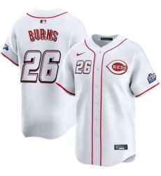 Men Cincinnati Reds 26 Chase Burns White 2025 Speedway Classic Home Limited Stitched Baseball Jersey Men Cincinnati Reds 26 Chase Burns White 2025 Speedway Classic Home Limited Stitched Baseball Jersey