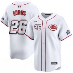 Men Cincinnati Reds 26 Chase Burns White 2025 Speedway Classic Home Limited Stitched Baseball Jersey