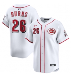Men Cincinnati Reds 26 Chase Burns White Home Limited Stitched Baseball Jersey