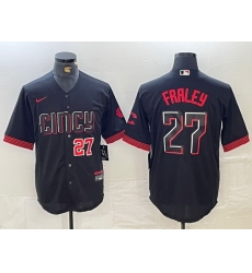 Men Cincinnati Reds 27 Jake Fraley Black 2023 City Connect Cool Base Stitched Baseball Jersey 1 Men Cincinnati Reds 27 Jake Fraley Black 2023 City Connect Cool Base Stitched Baseball Jersey 1