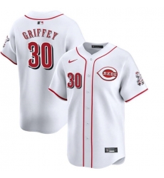 Men Cincinnati Reds 30 Ken Griffey Jr White Home Limited Stitched Baseball Jersey Men Cincinnati Reds 30 Ken Griffey Jr White Home Limited Stitched Baseball Jersey