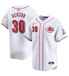 Men Cincinnati Reds 30 Will Benson White Home Limited Stitched Baseball Jersey Men Cincinnati Reds 30 Will Benson White Home Limited Stitched Baseball Jersey