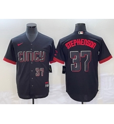 Men Cincinnati Reds 37 Tyler Stephenson Black 2023 City Connect With Patch Stitched Jersey Men Cincinnati Reds 37 Tyler Stephenson Black 2023 City Connect With Patch Stitched Jersey